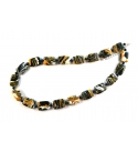 Black, White and Tan Calsilica Necklace